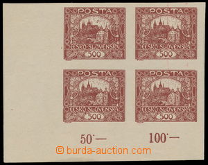 188365 -  Pof.25, 500h brown, lower left corner block-of-4 with contr