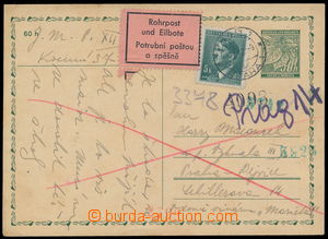 188415 - 1942 Ex-dopisnice Lipové listy 50h zaslaná potrubní pošt