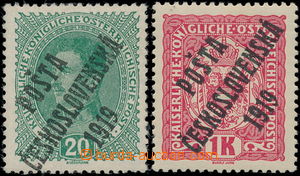 188434 -  Pof.39a, Karel 20h světle zelená + Pof.47a, Znak 1K červ
