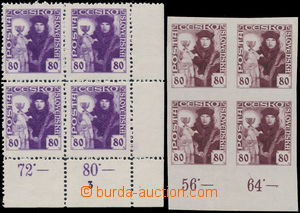 188493 -  Pof.162, 80h fialová, dolní rohový 4-blok s DČ 3, svě