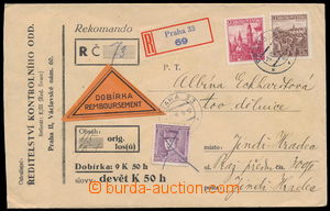 188560 - 1939 DOBÍRKA  R-dopis s dobírkou 9,50K do Jindřichova Hra
