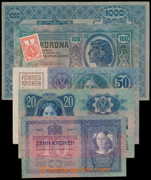 188574 - 1904-1919 sestava 5ks rakouských bankovek, 10K, 20K a 50K, 