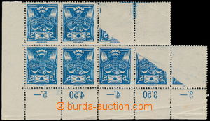 188685 -  Pof.143A, 5h blue, LR corner blk-of-9 with control-numbers,