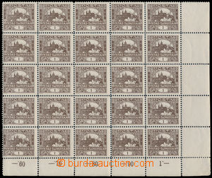 188696 -  Pof.1, 1h brown, bottom corner block-of-25 with unofficial 