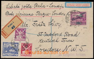 188787 - 1920 odložený 1. let, PRAHA - LONDÝN, R-dopis připraven