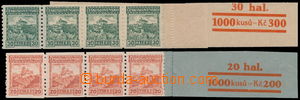 188793 - 1926 Pof.210A, leader strip with str-of-4 Castles 30h green,