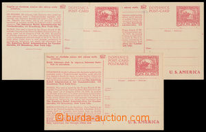 188821 - 1919 CDV16A+16B+16C, dopisnice do USA, všechny 3 jazykové 