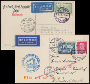 188881 - 1929-30 Two Zeppelin picture postcards carried by Graf Zeppe