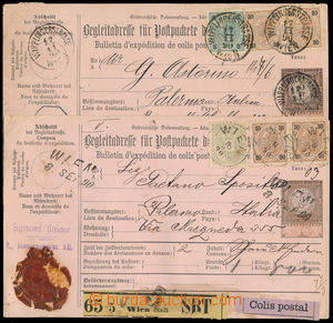 188895 - 1890 2x celá průvodka do Palerma, vyfr. 3+30+30Kr(1890) a 