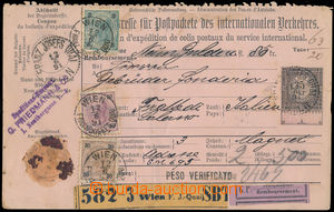 188897 - 1890 celá dobírková průvodka do Salerna, vyfr. 3+30+50Kr