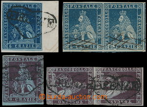 188915 - 1851 Sass.7, 7b, 8a, 8d; Lev 6Cr modrá (ardesia) na šedém