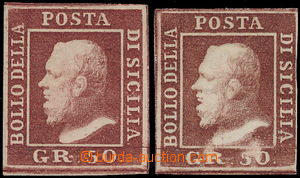 188917 - 1859 Sass.14, 14a, Ferdinand II. 50Gr lacca bruno; bezvadný