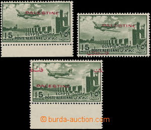 188922 - 1955 EGYPT OCCUPATION - GAZA, Nile Post PA32a+b+c, selection