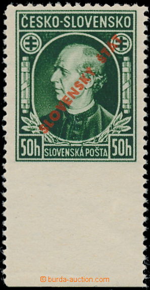 189006 - 1939 Alb.23A, Hlinka 50h zelená, ŘZ 12½, krajový kus