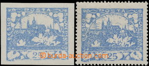 189055 -  Pof.10Nc, 25h ultramarine, wide margins + Pof.10Ac, comb pe