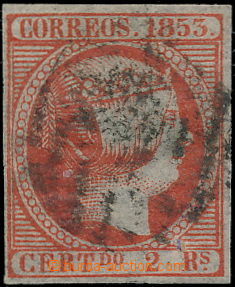 189118 - 1853 Mi.19, Edifil.19, Isabela 2 Reales cihlově červená; 