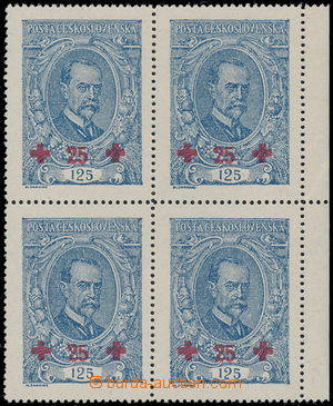 189123 -  Pof.172 plate variety, 125h blue, marginal block-of-4, on 1