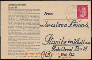 189135 - 1944 KT  DACHAU  předtištěný skládaný dopis vyfr. zn. 