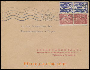 189154 - 1945 KT TEREZÍN, dopis z Francie adresovaný na An die Dire