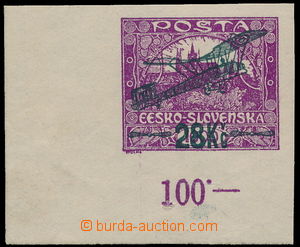189200 -  Pof.L3, I. airmail provisional 28Kč/1000h violet, left bot
