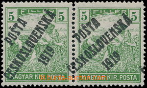 189213 -  Pof.103X, 5f green - printing error, horizontal pair with o