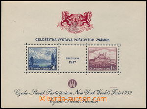 189239 - 1939 AS3b, miniature sheet Bratislava 1937, exhibition NY 19
