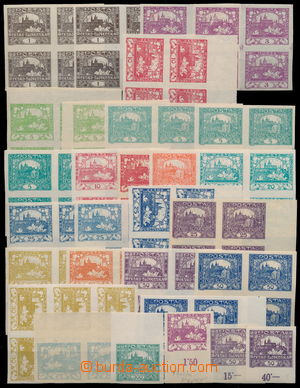 189273 -  Pof.1-16, selection of 24 bloks of four, values 1h-50h, sev