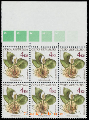 189336 - 1997 Pof.135, Květiny 4Kč, krajový 6-blok, všechny DO 14