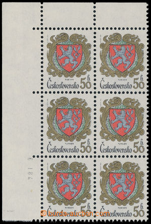 189338 - 1984 Pof.2634VV, Turnov 50h, levý horní rohový 6-blok s d