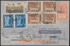 189432 - 1938 airmail letter to Italy, rich 4-coloured franking, CDS 