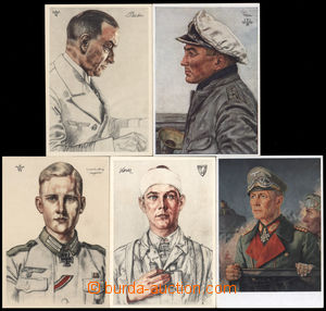 189441 - 1940 sestava 5 propagandistických pohlednic: Rommel; Raeder