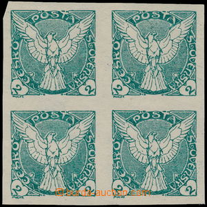 189476 - 1918 Pof.NV1, Falcon in Flight (issue) 2h green, block of fo