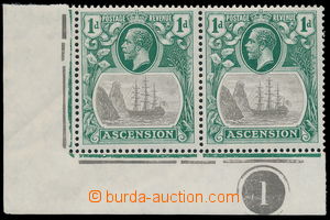 189545 - 1924 SG.11c, corner pair with plate number George V. Coat of