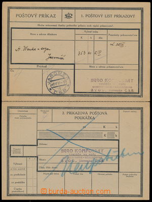 189782 - 1933 Poštovní příkazka - kompletní dvojdílný prošlý