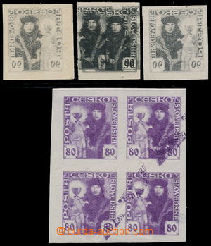 189801 -  Pof.162N, 80h violet, block of four with big folded paper, 