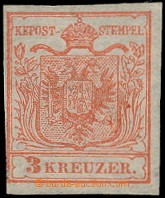 189854 - 1850 Mi.3X, Ferch.3HIa, Znak 3Kr rumělkově červená, ruč