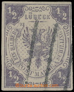 189857 - 1862 Mi.6, Znak 1/2Sh dunkelrötlichgrau; bezvadný kus s ty