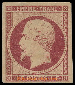 189871 - 1853 Mi.17, Maury 18, Napoleon III. 1Fr karmínová; malé z