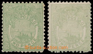 189883 - 1894-1897 SG.98, 102, 2x Canoe 2P dark green, issue 1894 and