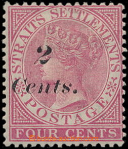 189907 - 1883 SG.61a, Viktorie 4c/2c růžová, přetisk 2 Cents s P