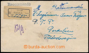 189949 - 1933 SEVERNÍ JEMEN  R-dopis do ČSR vyfr. vzadu zn. Mi.6, 8