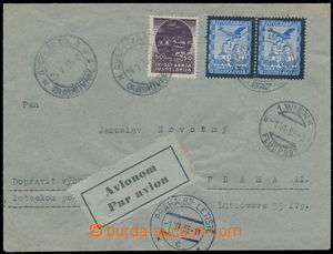 190013 - 1935 Let-dopis do ČSR, vyfr. mj. 2-páskou let. známek 3Di