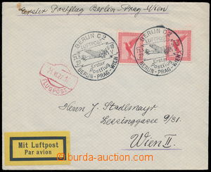 190015 - 1927 1. LET BERLIN - VÍDEŇ  let-dopis do Vídně, vyfr. n