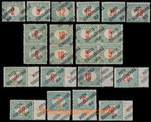 190053 -  Pof.132-138, Red numerals 2f-20f, selection of 22 stamps, f