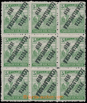 190054 -  Pof.103Pp, 5f zelená, PŘEVRÁCENÝ přetisk, dekorativní