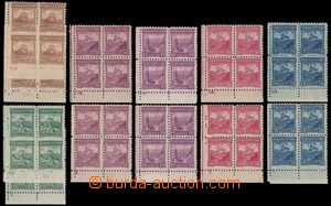 190083 - 1926 Pof.210-215, Castles, with wmk, in blocks of four with 
