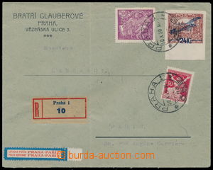 190150 - 1920 PRAHA - PAŘÍŽ, firemní R+Let-dopis zaslaný do Fran