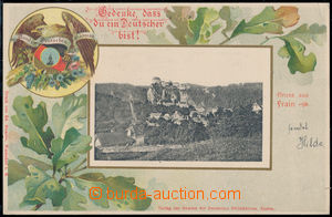 190156 - 1900 ZNOJMO (Znaim) - barevná lito koláž, pohled na hrad,