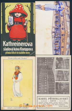190165 - 1920-1930? REKLAMA - sestava 4 reklamních pohlednic: Módn