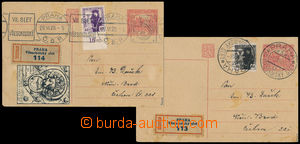 190226 - 1920 CDV22, PC Hradčany 20h, 2 pcs of, both sent as Registe